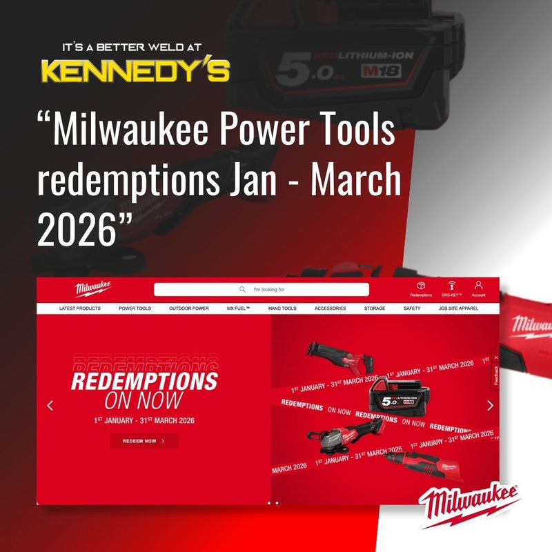 This is an image of the Milwaukee Power Tools Australia redemptions from January to March 2026, on the Kennedys, Nubco, Total Tools, Sydney Tools website