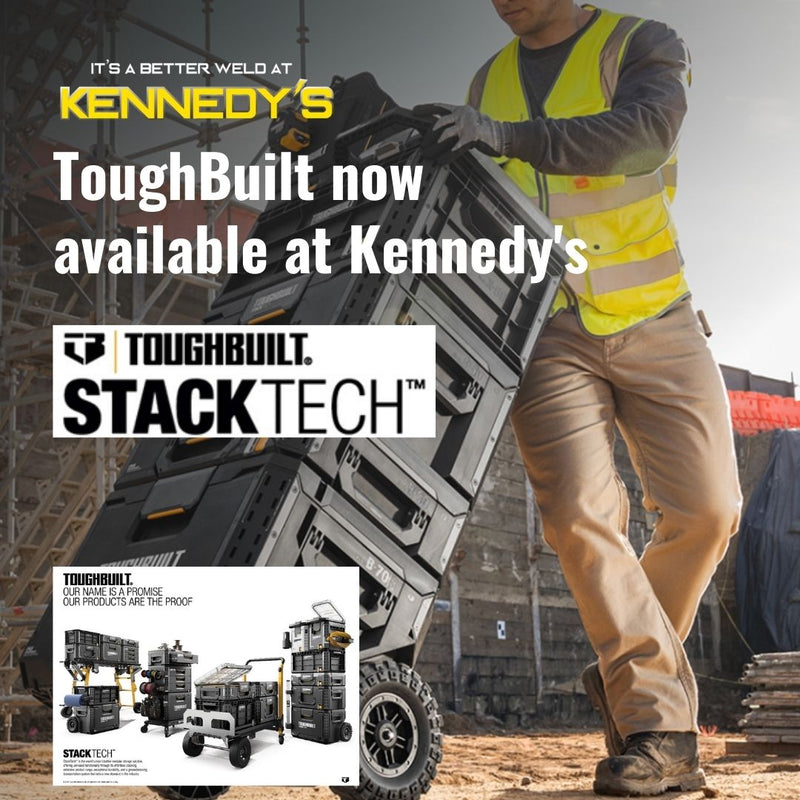 This is an image of the ToughBuilt StackTech range available in Hobart from Kennedys Welding Supplies, usually sold through Bunnings and Tool Kit Depot in Australia. Similar to the Milwaukee Packout range