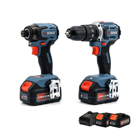SENIX 18V IMPACT DRIVER AND HAMMER DRILL/DRIVER, 4.0AH BATT CHARGER S2K2B2-03
