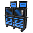This is an image of blue and black Kincrome Dominator tool chest with multiple drawers on wheels at Kennedys Welding Supplies in Derwent Park, Tasmania tool shop
