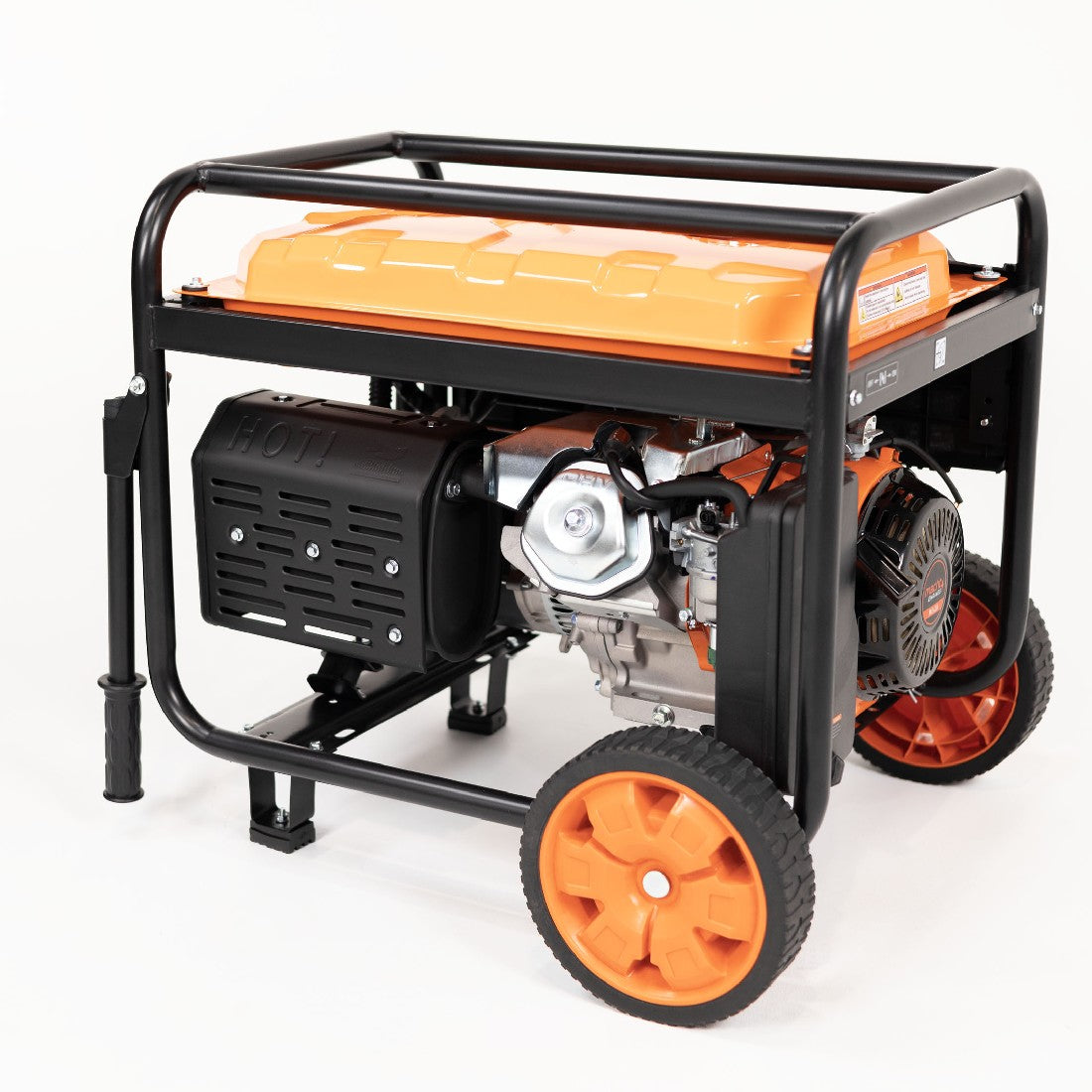 This is an image of a portable generator with orange wheels and frame by Kennedys Welding Supplies in Derwent Park TAS, offering tool shop and welding specialists services