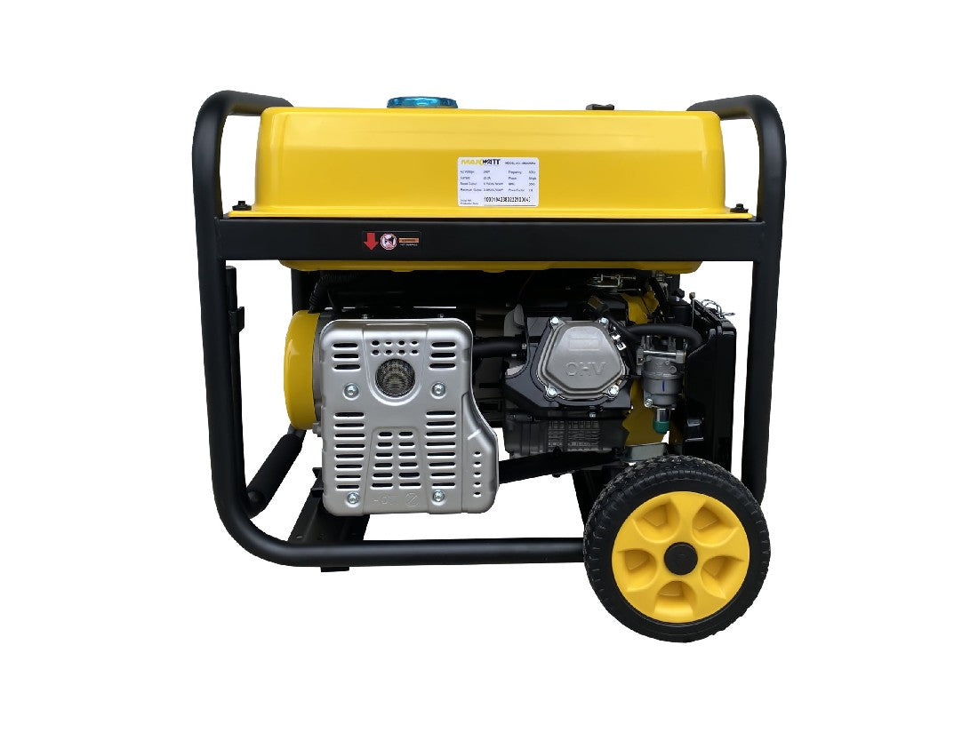 This is an image of a yellow portable generator with black frame and wheels, sold by Kennedys Welding Supplies in Derwent Park TAS, offering tool shop and welding specialist services