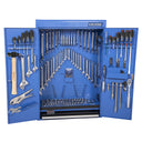 This is an image of a blue Kincrome tool cabinet with wrenches, screwdrivers, hammers, and sockets, offered by Kennedys Welding Supplies in Derwent Park TAS, specializing in tool shop, power tool repairs, and welding services.