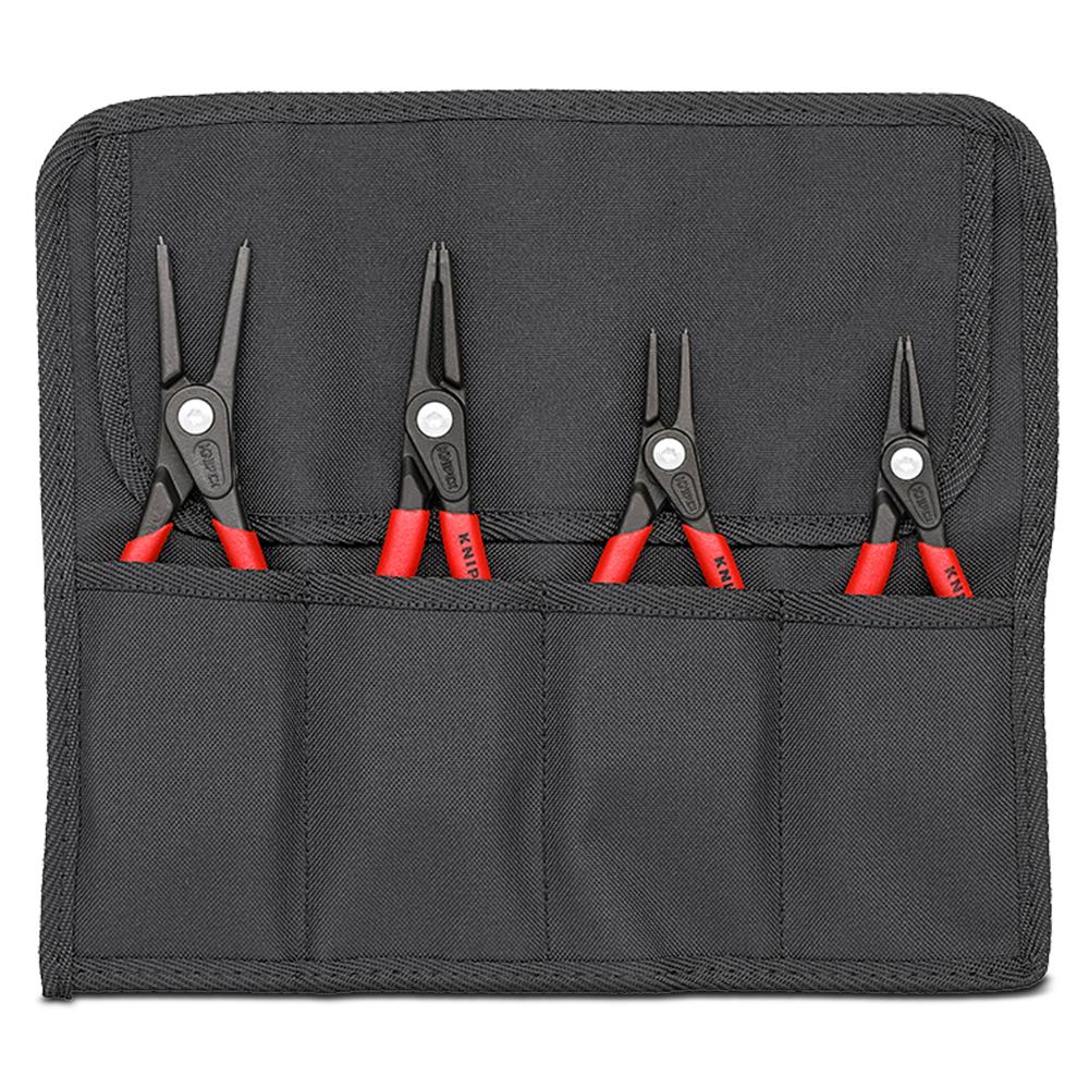 This is an image of a set of red and black pliers in a black fabric case from Kennedys Welding Supplies in Derwent Park TAS, tool shop and welding specialists