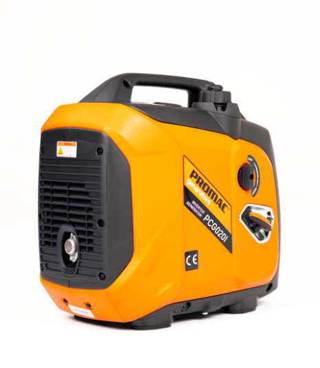 This is an image of a Promac generator PCG0201 in orange and black, offered by Kennedys Welding Supplies in Derwent Park TAS, specializing in tool shop, laser cutting, power tool repairs, and welding services.