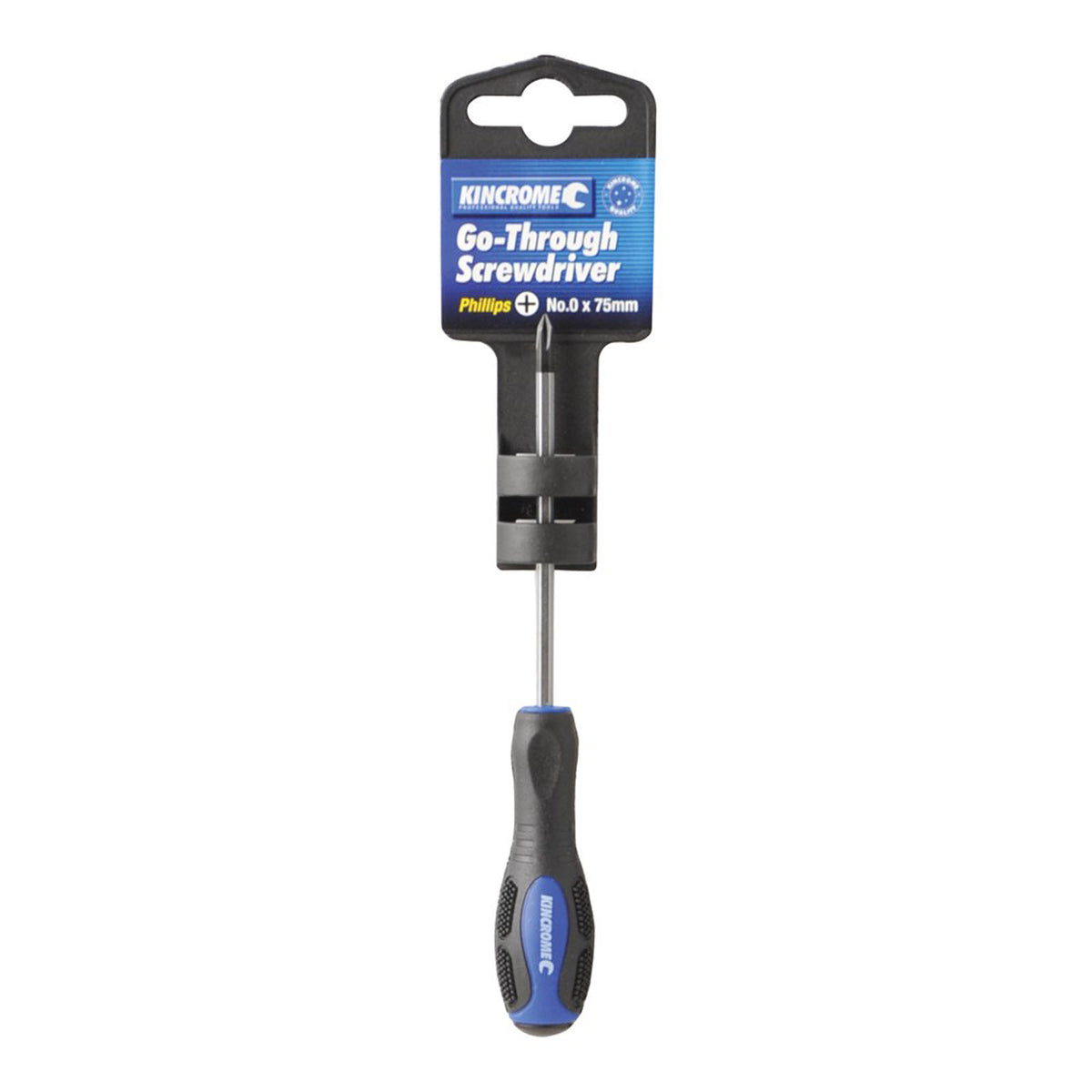 This is an image of a Kincrome Go-Through Phillips screwdriver 75mm from Kennedys Welding Supplies in Derwent Park TAS offering tool shop and welding specialists