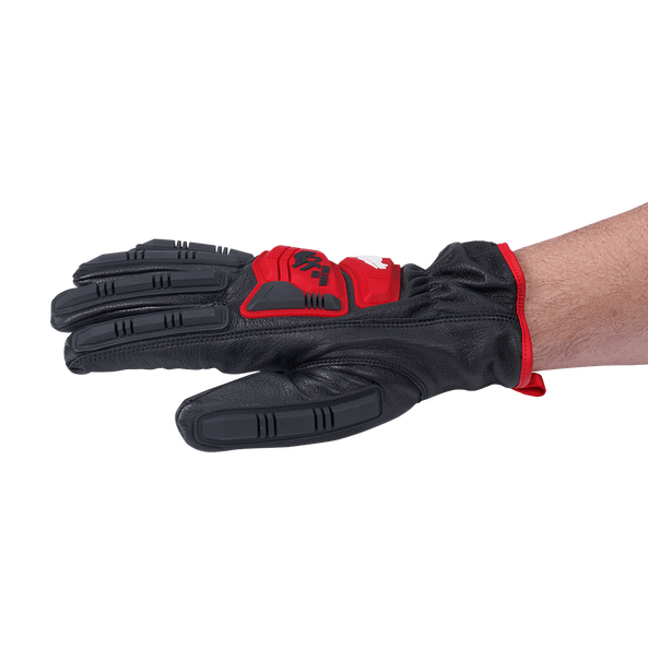 This is an image of a black and red protective welding glove, showcasing safety gear from Kennedys Welding Supplies, Derwent Park Tasmania tool shop and welding specialists.