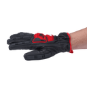 This is an image of a black and red protective welding glove, showcasing safety gear from Kennedys Welding Supplies, Derwent Park Tasmania tool shop and welding specialists.