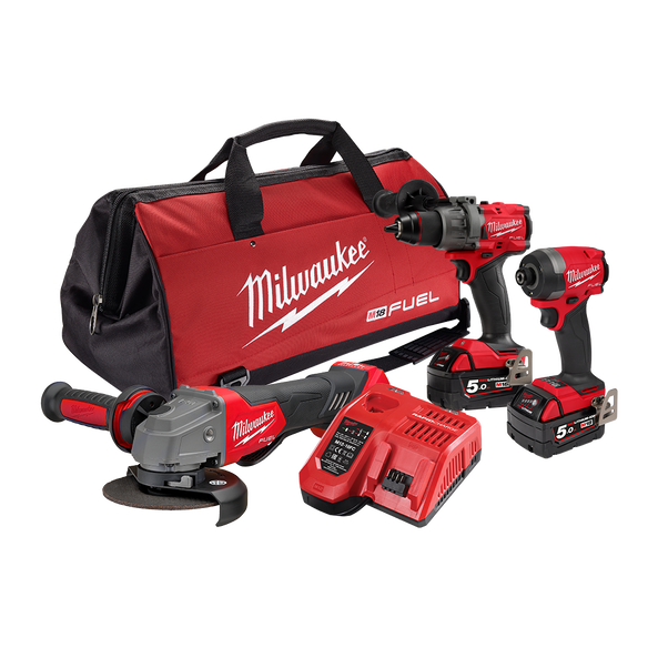 Milwaukee 3pce Power Pack 3a3 Fag,fid3,fpd3