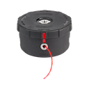 This is an image of a black Altron string trimmer head with red line from Kennedys Welding Supplies in Derwent Park TAS, offering tool shop and welding services