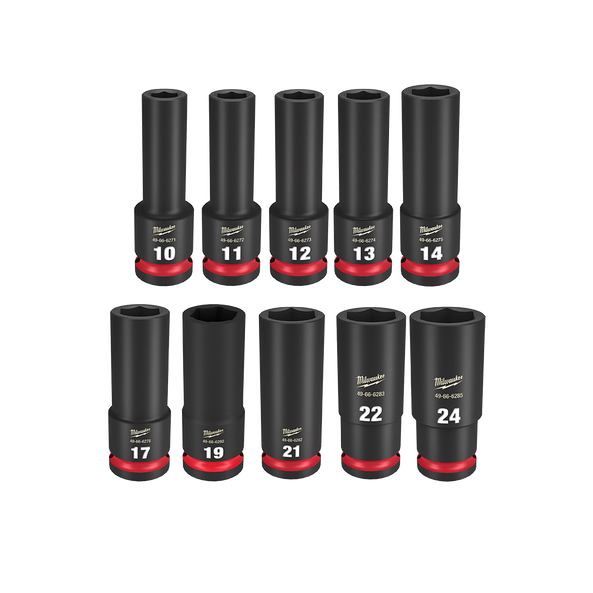MILWAUKEE 1/2DR 10PCE METRIC DEEP IMPACT SOCKETS