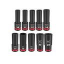 This is an image of Milwaukee socket set sizes 10 to 24 from Kennedys Welding Supplies, Derwent Park TAS, offering tool shop and welding specialists