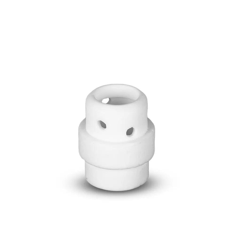 This is an image of a white Unimig gas diffuser for SB24 MIG torches, sold by Kennedys Welding Supplies in Derwent Park, TAS, offering tool shop, laser cutting, and welding specialists services.