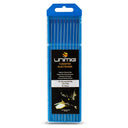This is an image of a 10-pack of Unimig 1.0mm 2% Thoriated Tungsten Electrodes, available at Kennedys Welding Supplies in Derwent Park, TAS, offering tool shop and welding specialist services.