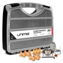 This is an image of a Unimig Plasma Starter Kit with accessories in a plastic case, from Kennedys Welding Supplies in Derwent Park TAS, offering tool shop and welding specialist services