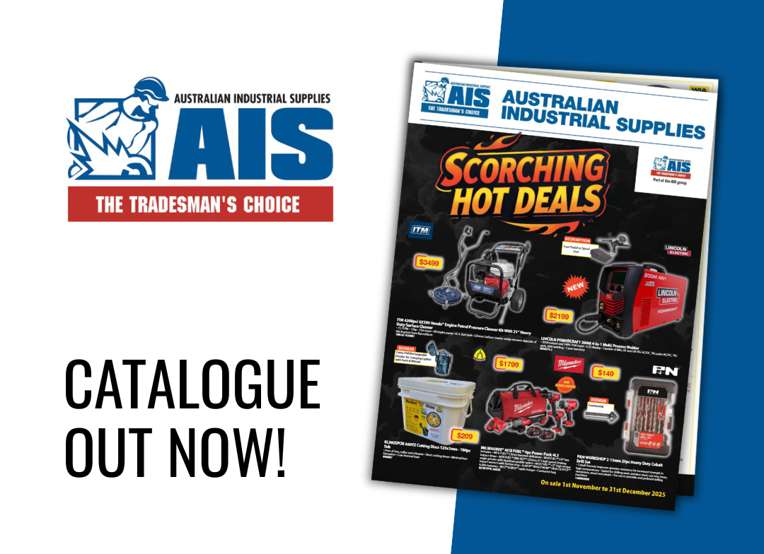 This is an image of the AIS Australian Industrial Supplies catalogue featuring scorching hot deals, promoted by Kennedys Welding Supplies in Derwent Park TAS, offering tool shop, laser cutting, power tool repairs, and welding specialists.