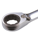 This is an image of a close-up chrome ratchet wrench head by Kennedys Welding Supplies in Derwent Park TAS, Tool Shop and Welding Specialists.