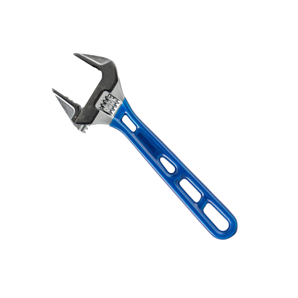This is an image of a blue adjustable wrench tool, offered by Kennedys Welding Supplies in Derwent Park, Tasmania, specializing in tool shop and welding services