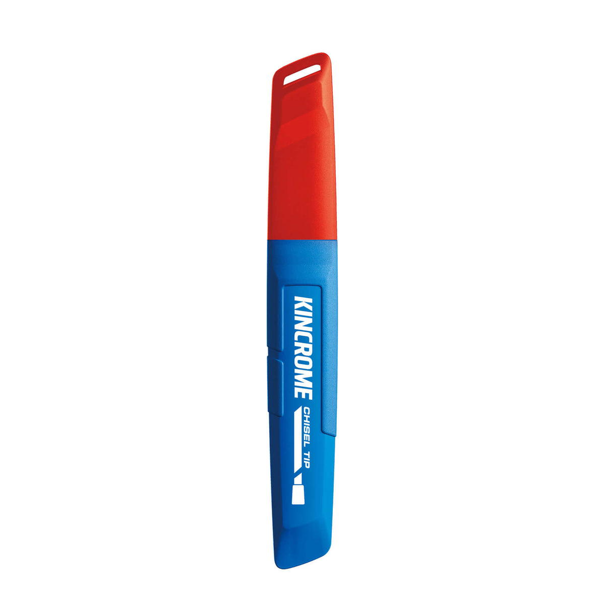 This is an image of a Kincrome chisel tip tool in red and blue from Kennedys Welding Supplies, Derwent Park TAS tool shop.