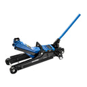 This is an image of a Kincrome blue and black floor jack 1850kg by Kennedys Welding Supplies in Derwent Park TAS offering tool shop and welding specialists