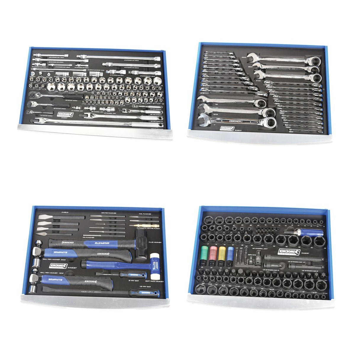 This is an image of Kincrome tool sets with sockets, wrenches, and hammers by Kennedys Welding Supplies in Derwent Park TAS, Tool Shop