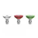 This is an image of three metal welding nozzles with white, red, and green tops, at Kennedys Welding Supplies in Derwent Park TAS, offering tool shop and welding specialists