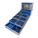 This is an image of a large blue Kincrome tool chest with multiple open drawers showing organized tools by Kennedys Welding Supplies in Derwent Park TAS, offering tool shop and welding specialists services.