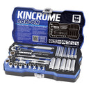 This is an image of Kincrome Lok-On 1/4 drive socket set in a blue case by Kennedys Welding Supplies in Derwent Park TAS tool shop