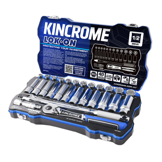 KINCROME LOK ON 1/2 DR 28 PCE SET METRIC