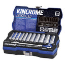 This is an image of Kincrome Lok-On 1/4 inch socket set in blue case at Kennedys Welding Supplies Derwent Park TAS tool shop