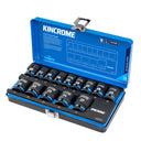 This is an image of Kincrome 14-piece impact socket set in blue case by Kennedys Welding Supplies, Derwent Park TAS tool shop and welding specialists