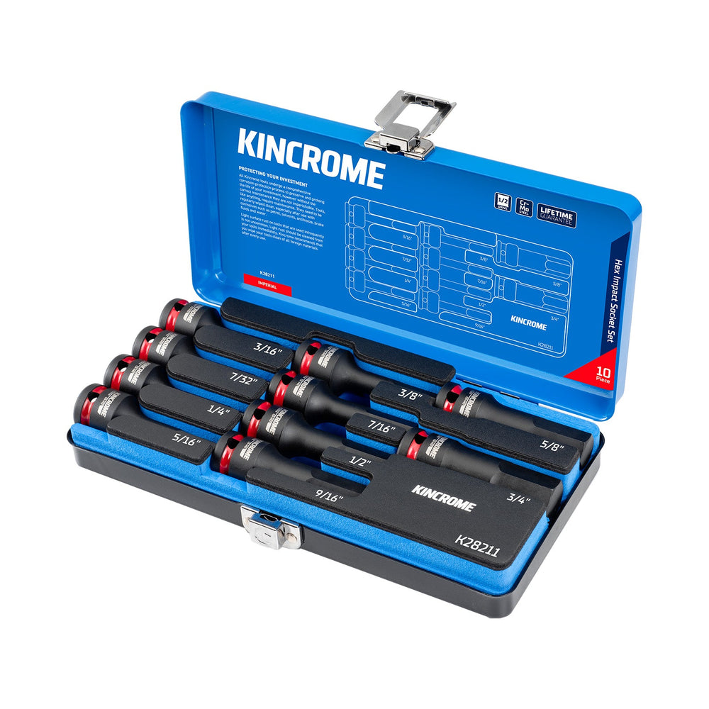 KINCROME IMPACT HEX SOCKET SET 1/2" 10P IMP