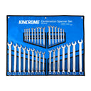 This is an image of Kincrome 30-piece combination spanner set on blue fabric by Kennedys Welding Supplies, Derwent Park TAS tool shop