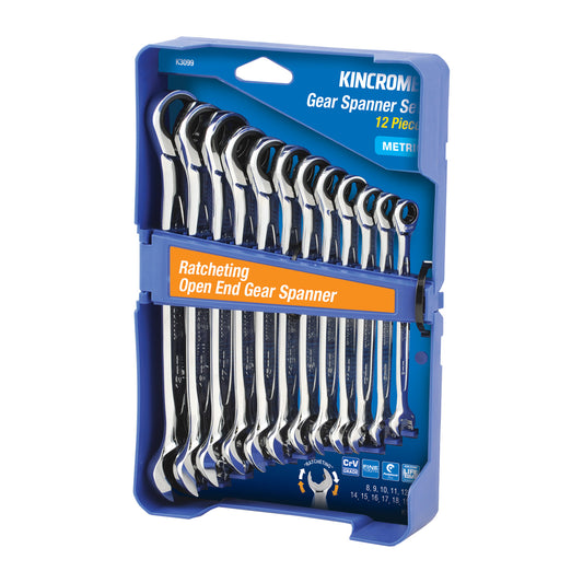 KINCROME 12 PC OPEN END RAT GEAR SPANNER MET