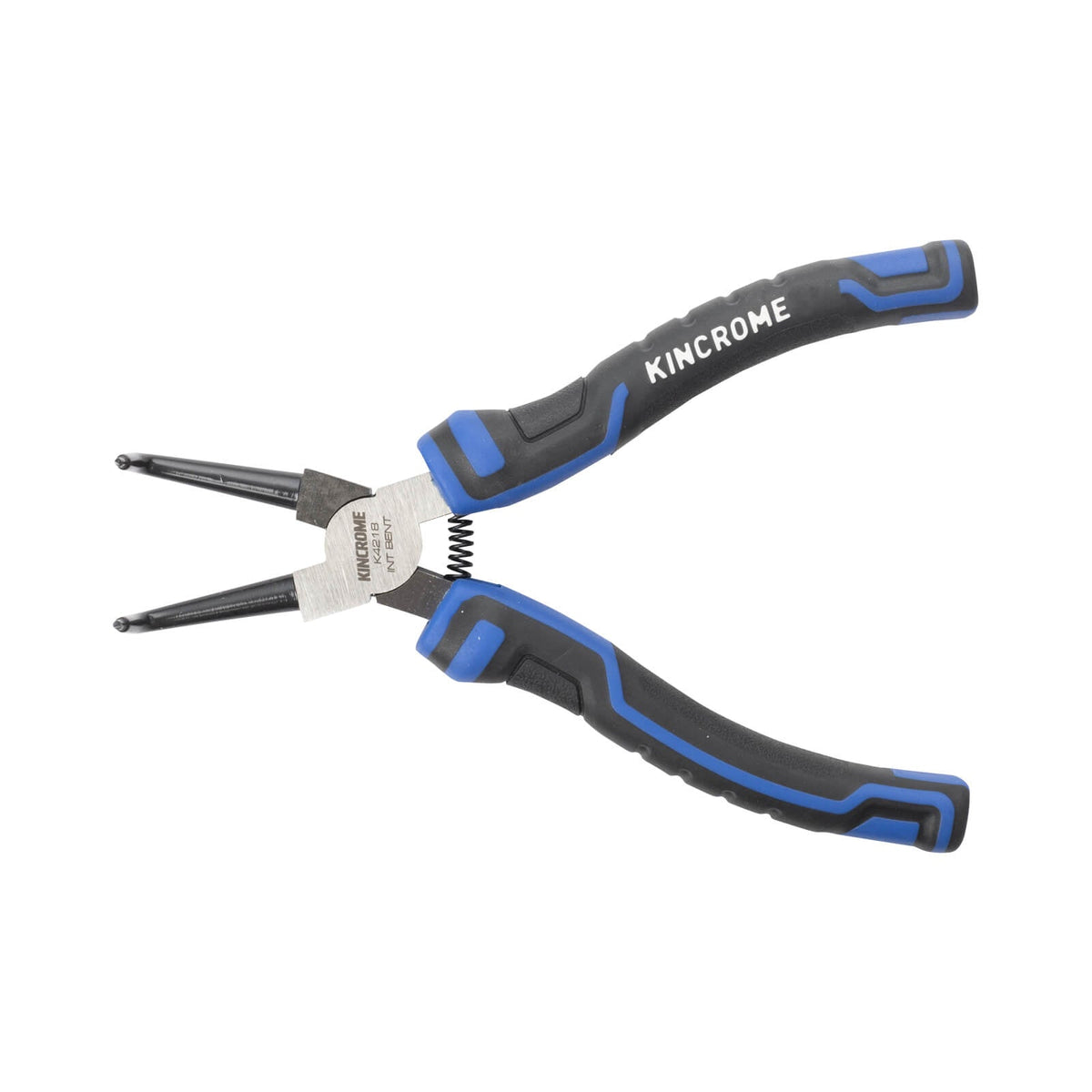 This is an image of Kincrome bent snap ring pliers with blue black handles from Kennedys Welding Supplies in Derwent Park TAS, tool shop and welding specialists