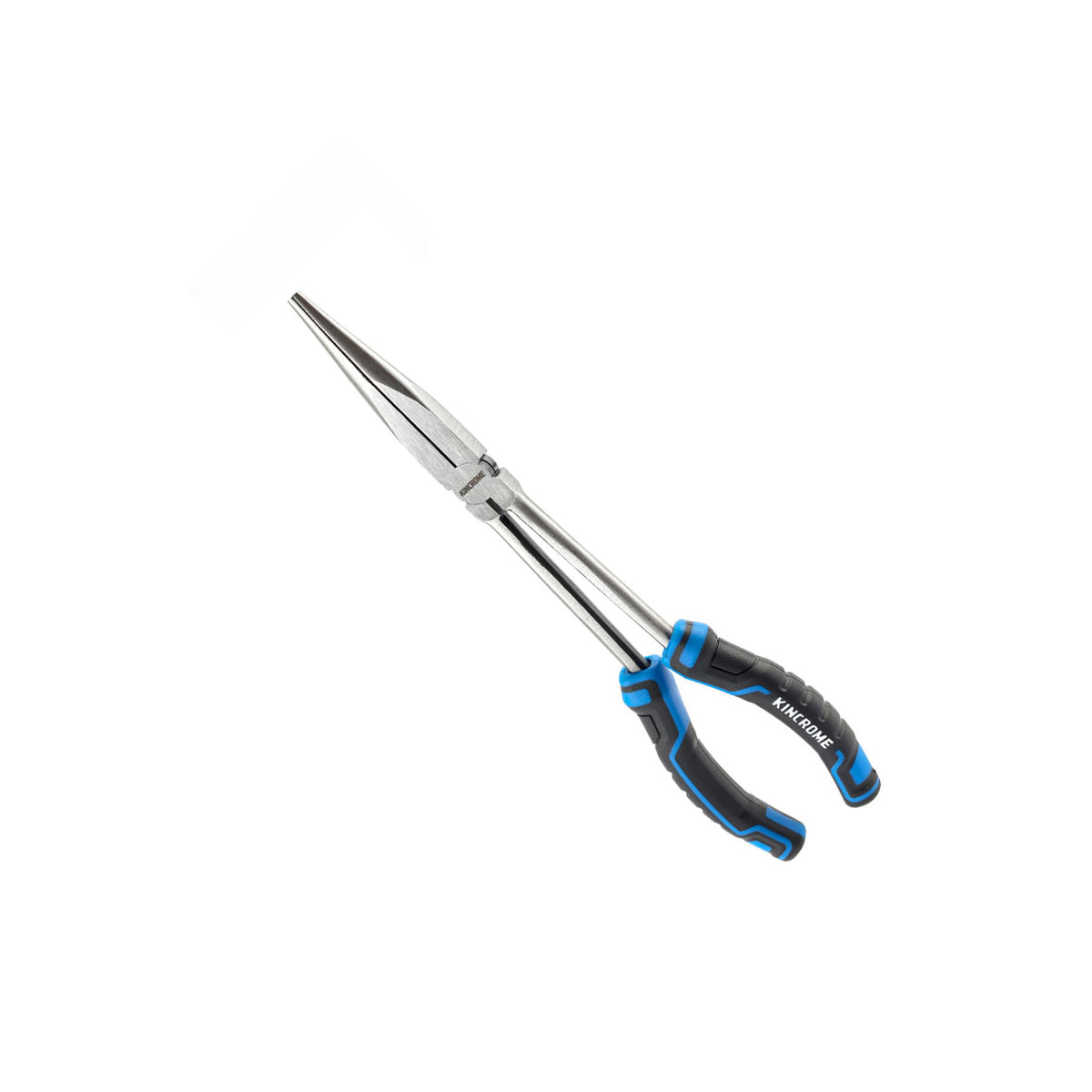 This is an image of Kincrome long nose pliers with ergonomic black and blue handles, offered by Kennedys Welding Supplies in Derwent Park TAS, tool shop and welding specialists.
