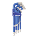 This is an image of Kincrome blue hex key set in holder, offered by Kennedys Welding Supplies, Derwent Park TAS, Tool Shop and Welding Specialists