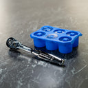 This is an image of a Kincrome ratchet tool and blue rubber socket organizer on a marble surface, Kennedys Welding Supplies, Derwent Park TAS