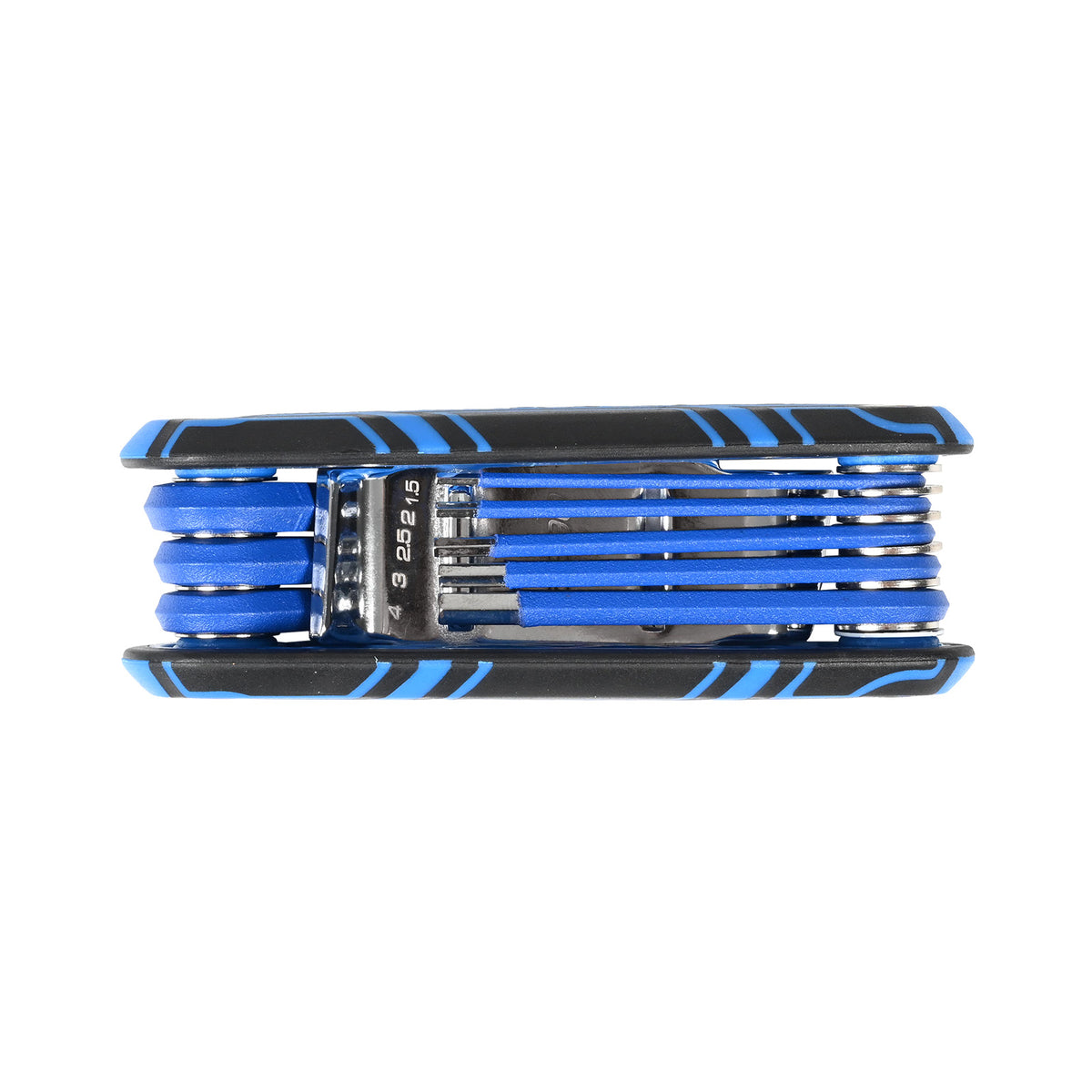 This is an image of a compact folded blue and black multi-tool with Allen keys, from Kennedys Welding Supplies in Derwent Park TAS