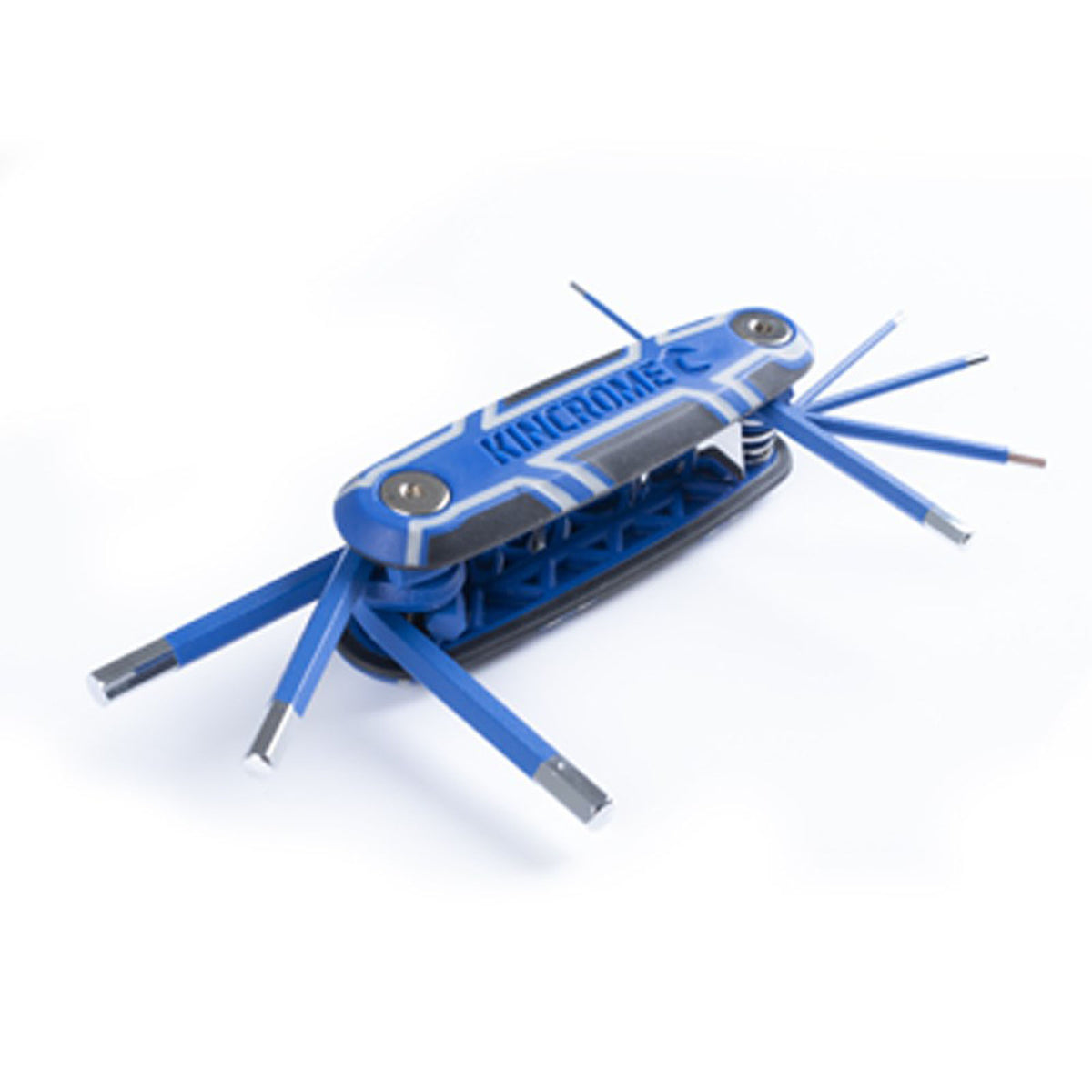 This is an image of a blue Kincrome multi-tool with various hex keys, offered by Kennedys Welding Supplies in Derwent Park, TAS
