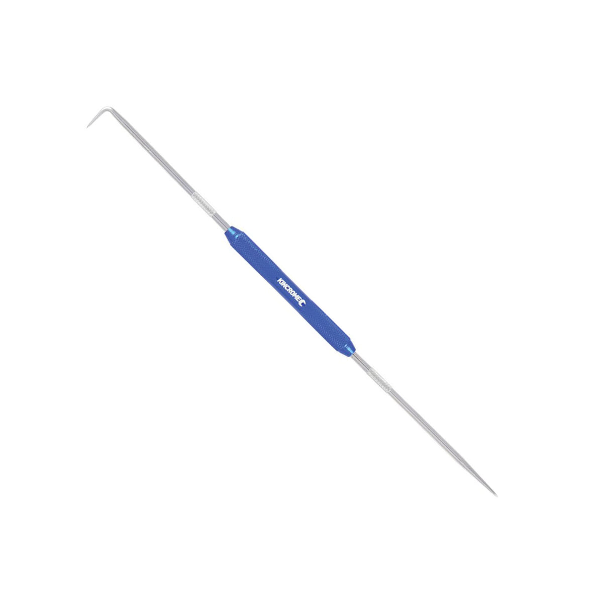 This is an image of a Kincrome stainless steel angled pick tool with blue grip, sold by Kennedys Welding Supplies in Derwent Park TAS