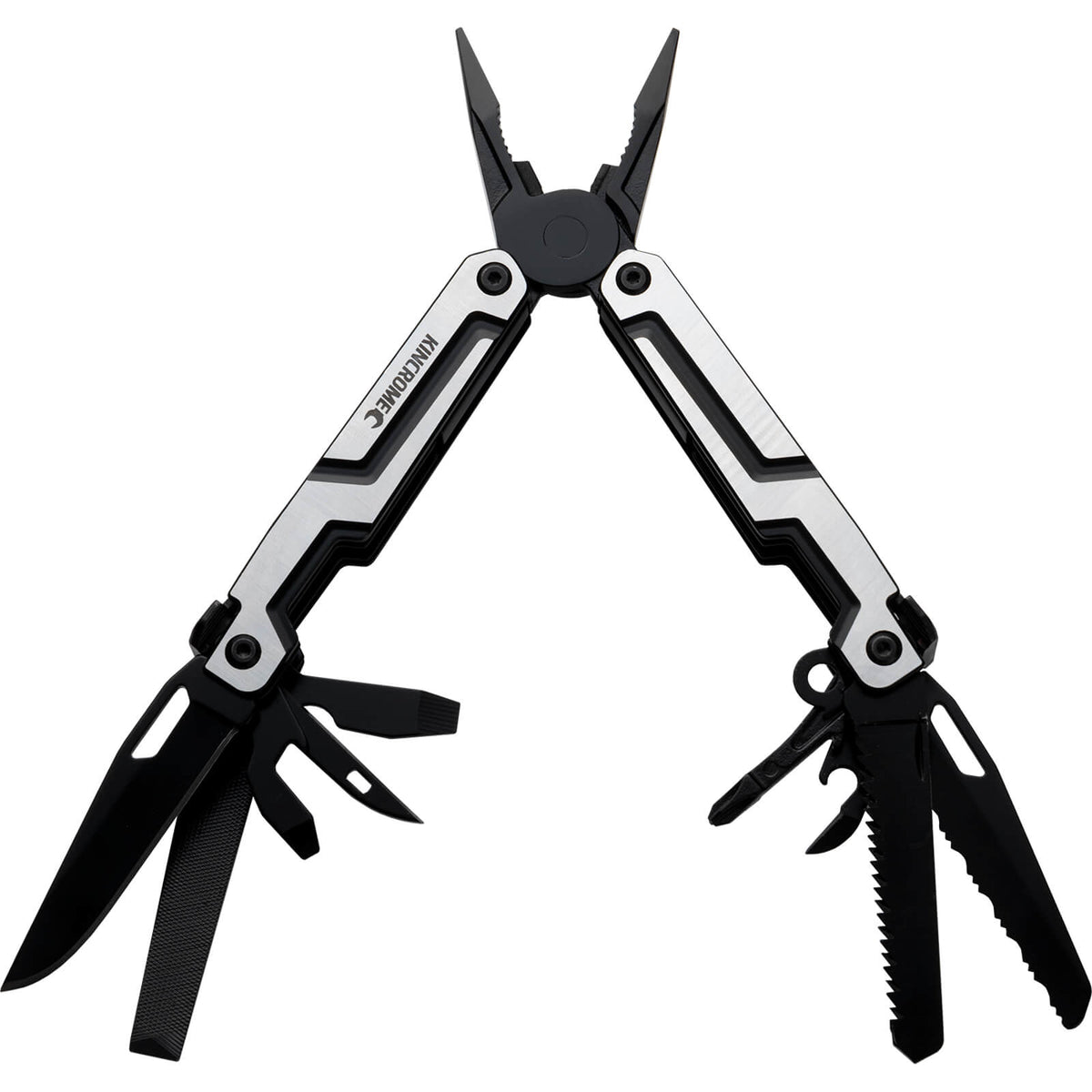 This is an image of Kincrome multitool with pliers, knives and saw blades open, sold by Kennedys Welding Supplies in Derwent Park TAS