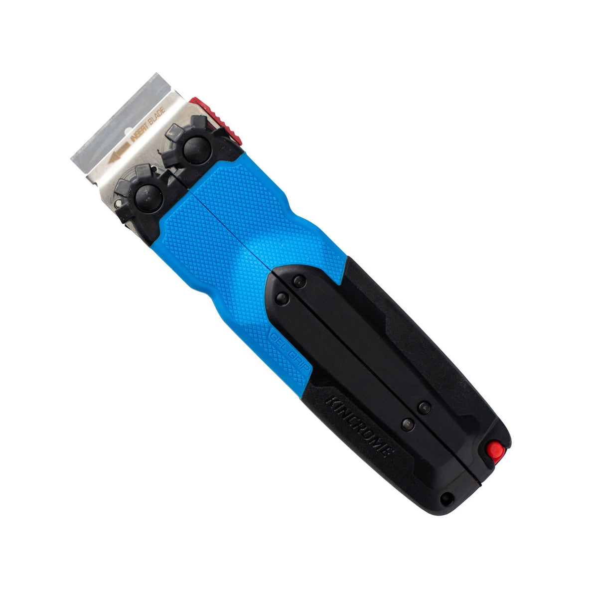 This is an image of a Kincrome gel grip scraper tool with black and blue handle, offered by Kennedys Welding Supplies in Derwent Park TAS