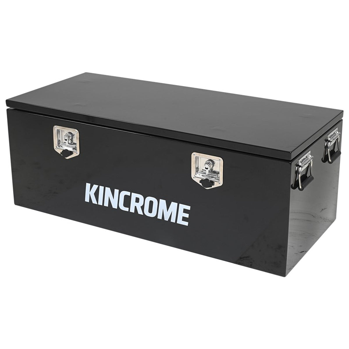 This is an image of a black Kincrome tool box with latches, offered by Kennedys Welding Supplies in Derwent Park TAS, Tool Shop and Welding Specialists