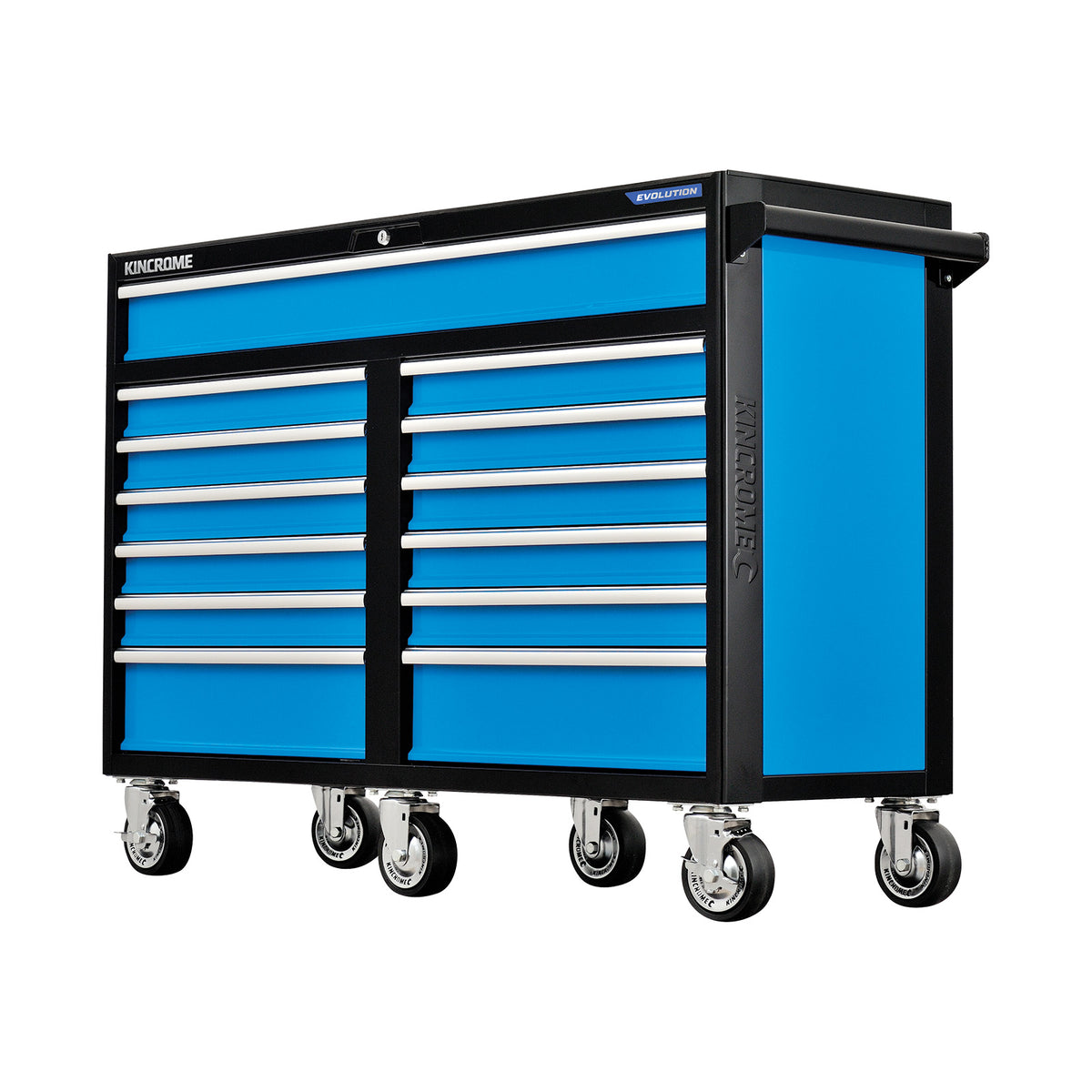 This is an image of a blue Kincrome Evolution tool chest on wheels from Kennedys Welding Supplies, Derwent Park TAS, tool shop and welding specialists.