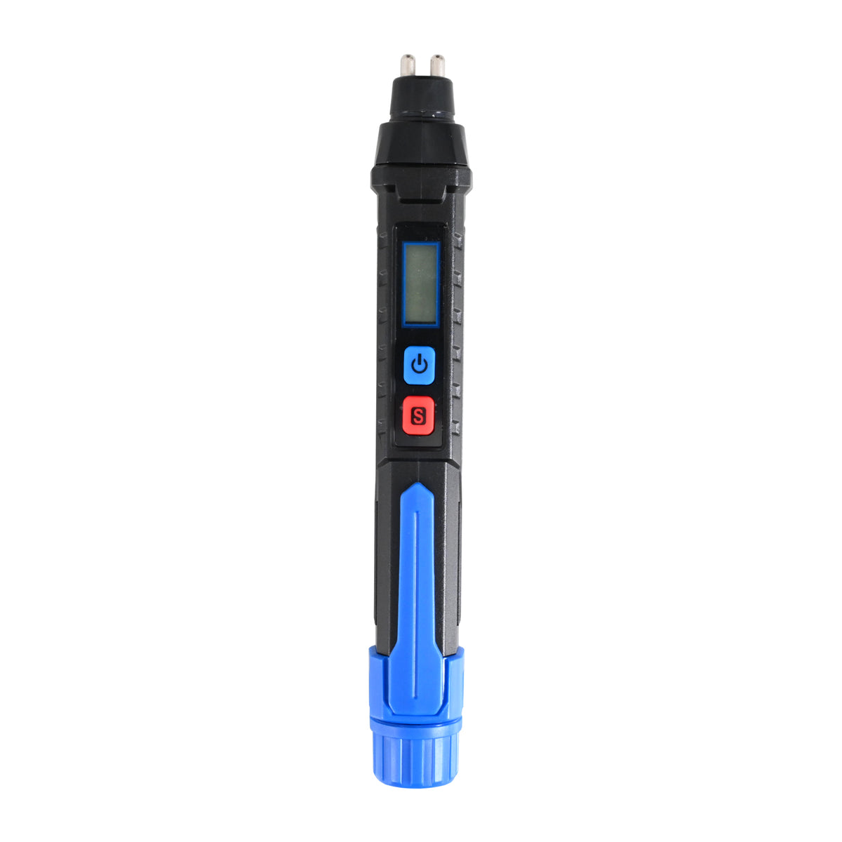 This is an image of a black and blue digital welding tester tool with display and buttons, offered by Kennedys Welding Supplies in Derwent Park, TAS, specializing in tool shop, welding, and power tool repairs.