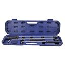 This is an image of a blue tool case with four metal pry bars with black handles from Kennedys Welding Supplies, Derwent Park TAS, tool shop and welding specialists.