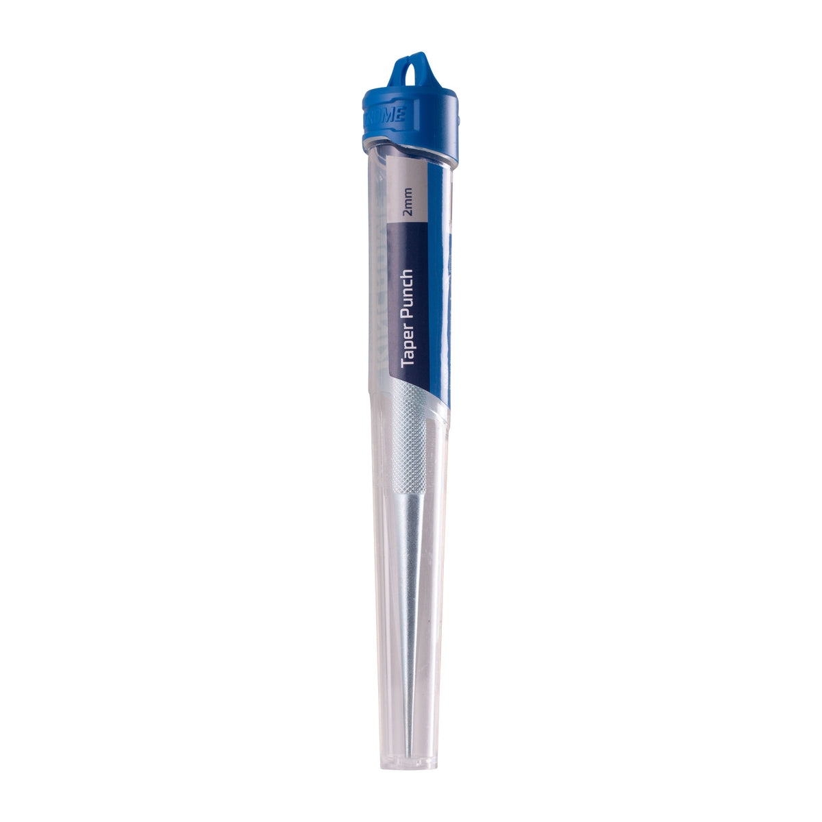 This is an image of a 2mm taper punch tool in clear plastic case, offered by Kennedys Welding Supplies in Derwent Park, TAS, specialists in welding and power tool repairs.