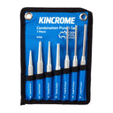 This is an image of Kincrome 7-piece Combination Punch Set K9502 in blue pouch, available at Kennedys Welding Supplies, Derwent Park TAS, tool shop and welding specialists