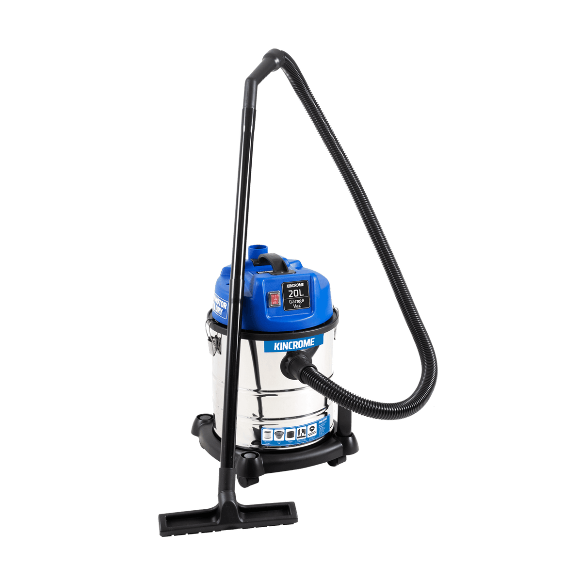 This is an image of a Kincrome 20L garage vacuum cleaner featured by Kennedys Welding Supplies, Derwent Park TAS, offering tool shop and welding specialists services